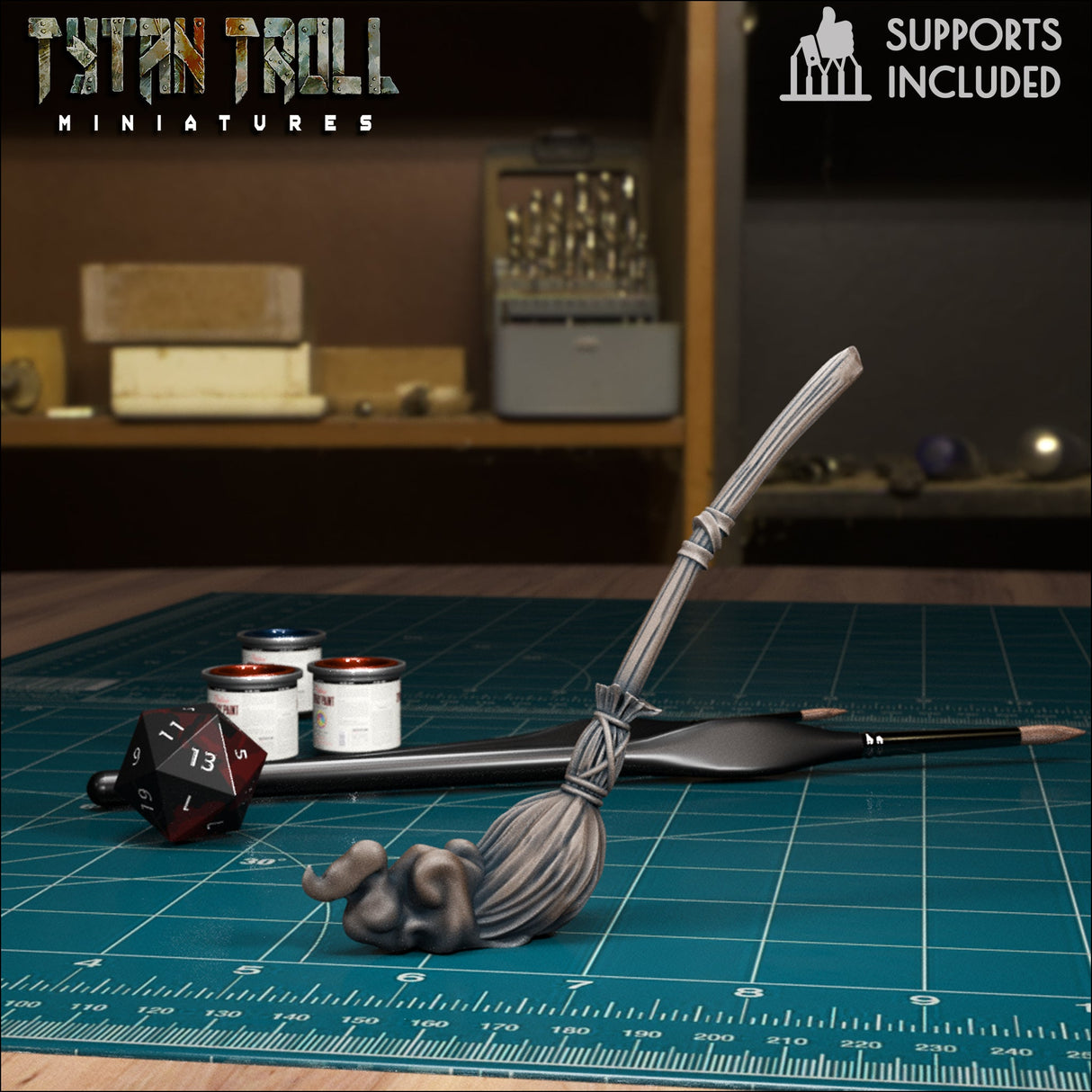 Enchanted Broom Miniature | B - Tabletop RPG & D&D miniature. Perfect for wargaming & collectors