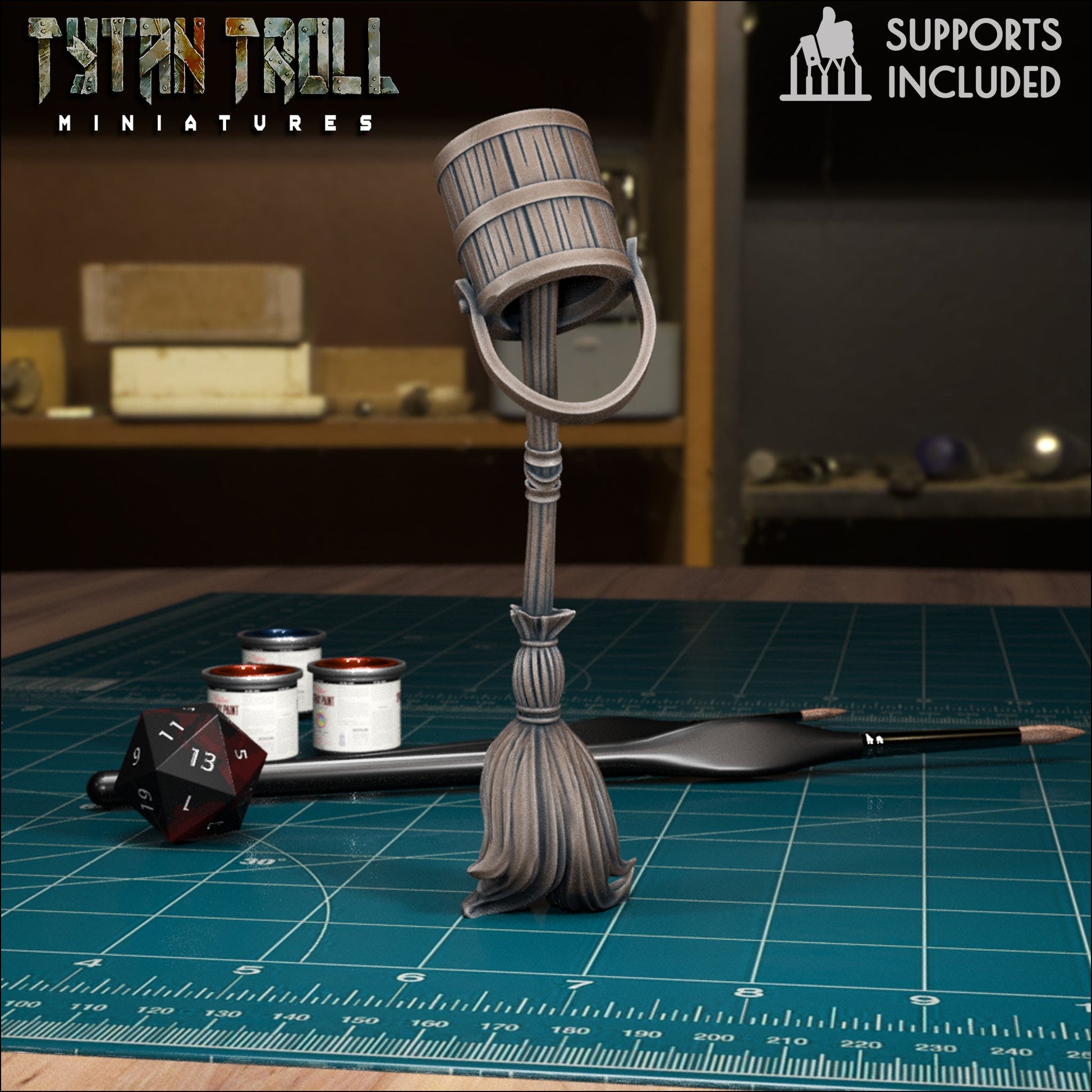 Enchanted Broom Miniature - D - 32mm