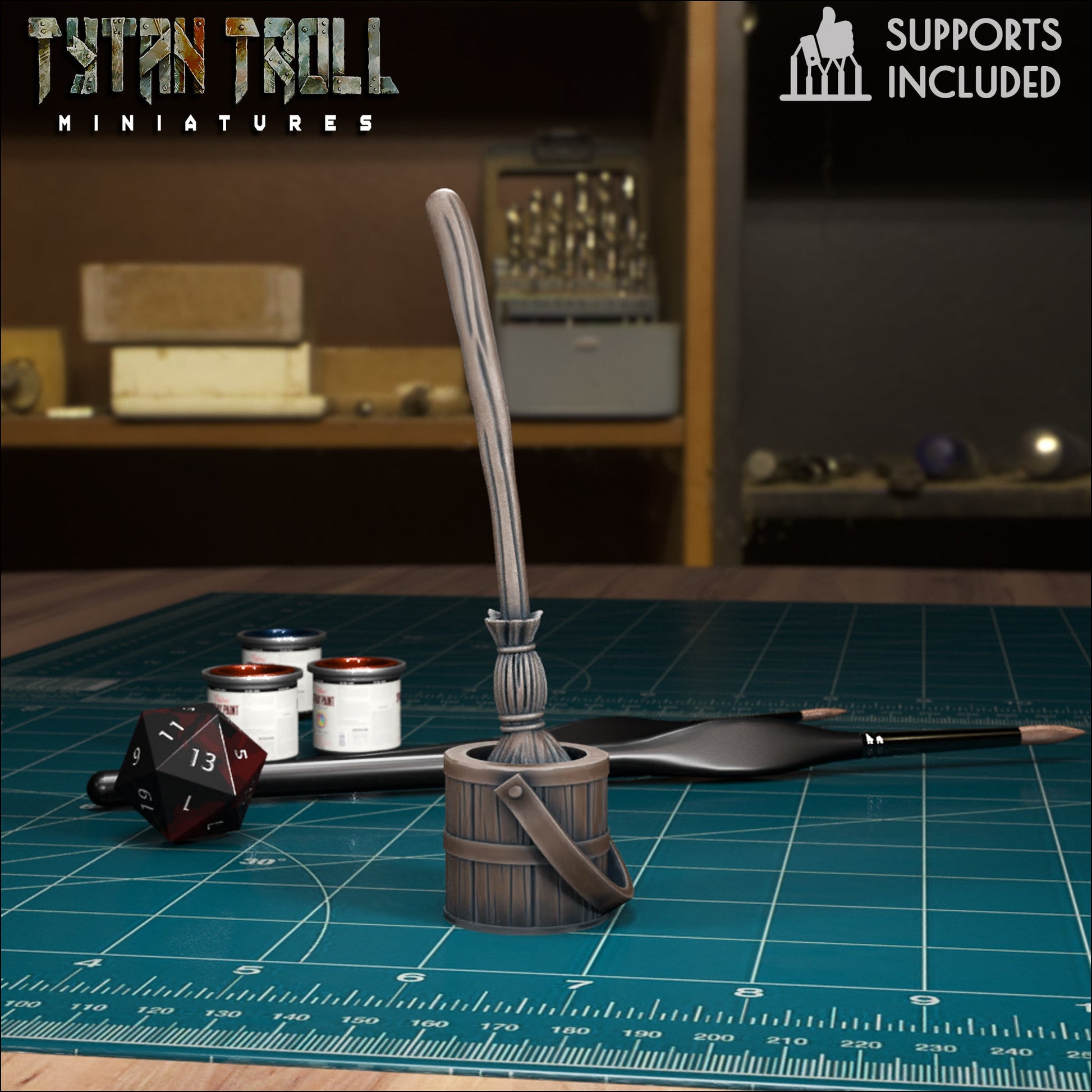 Enchanted Broom Miniature - E - 28mm