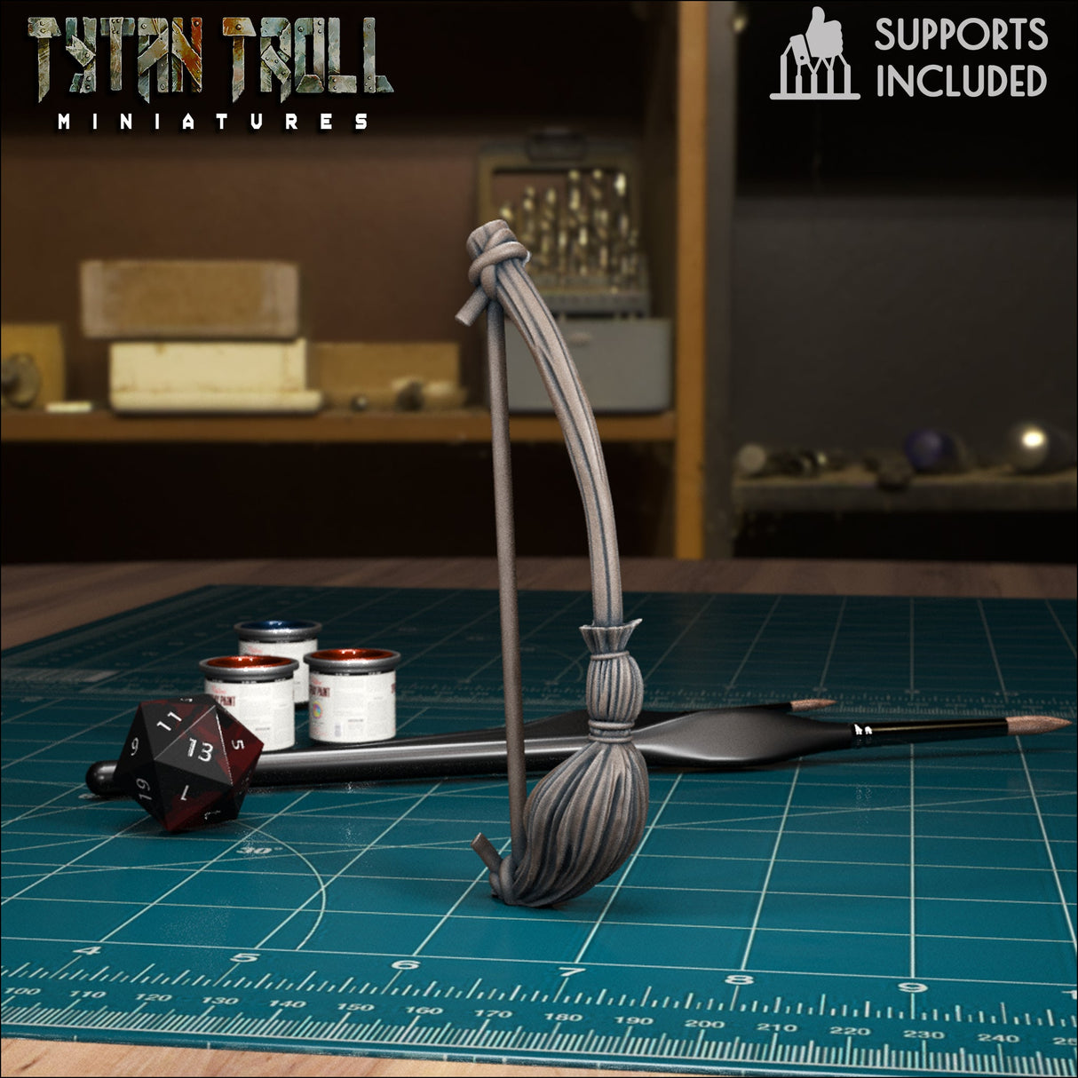 Enchanted Broom Miniature | F - Tabletop RPG & D&D miniature. Perfect for wargaming & collectors