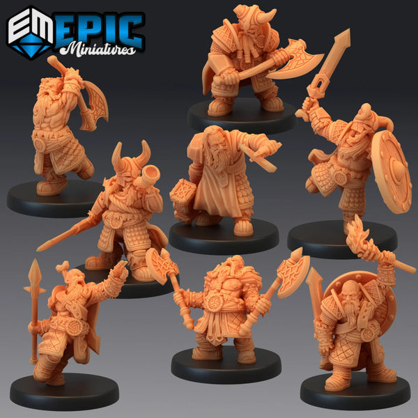 Enchanting Dwarf Miniature | Set of 8 - Tabletop RPG & D&D miniature. Perfect for wargaming & collectors