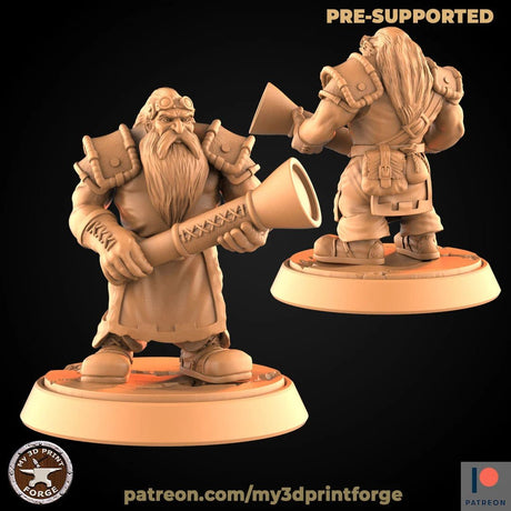 Engineer And Mining Dwarf Miniature | A - Tabletop RPG & D&D miniature. Perfect for wargaming & collectors