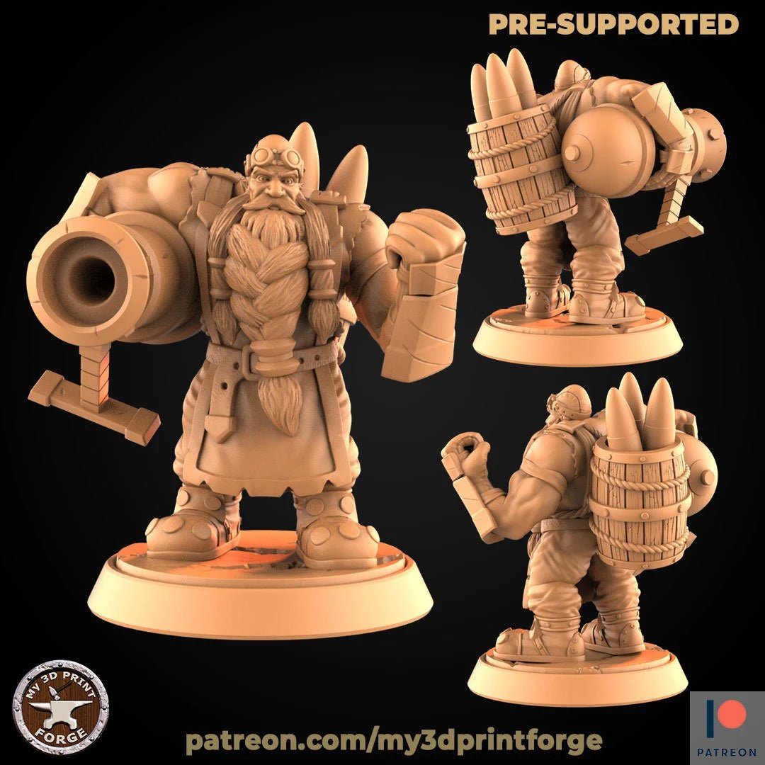 Engineer And Mining Dwarf Miniature - B - 28mm