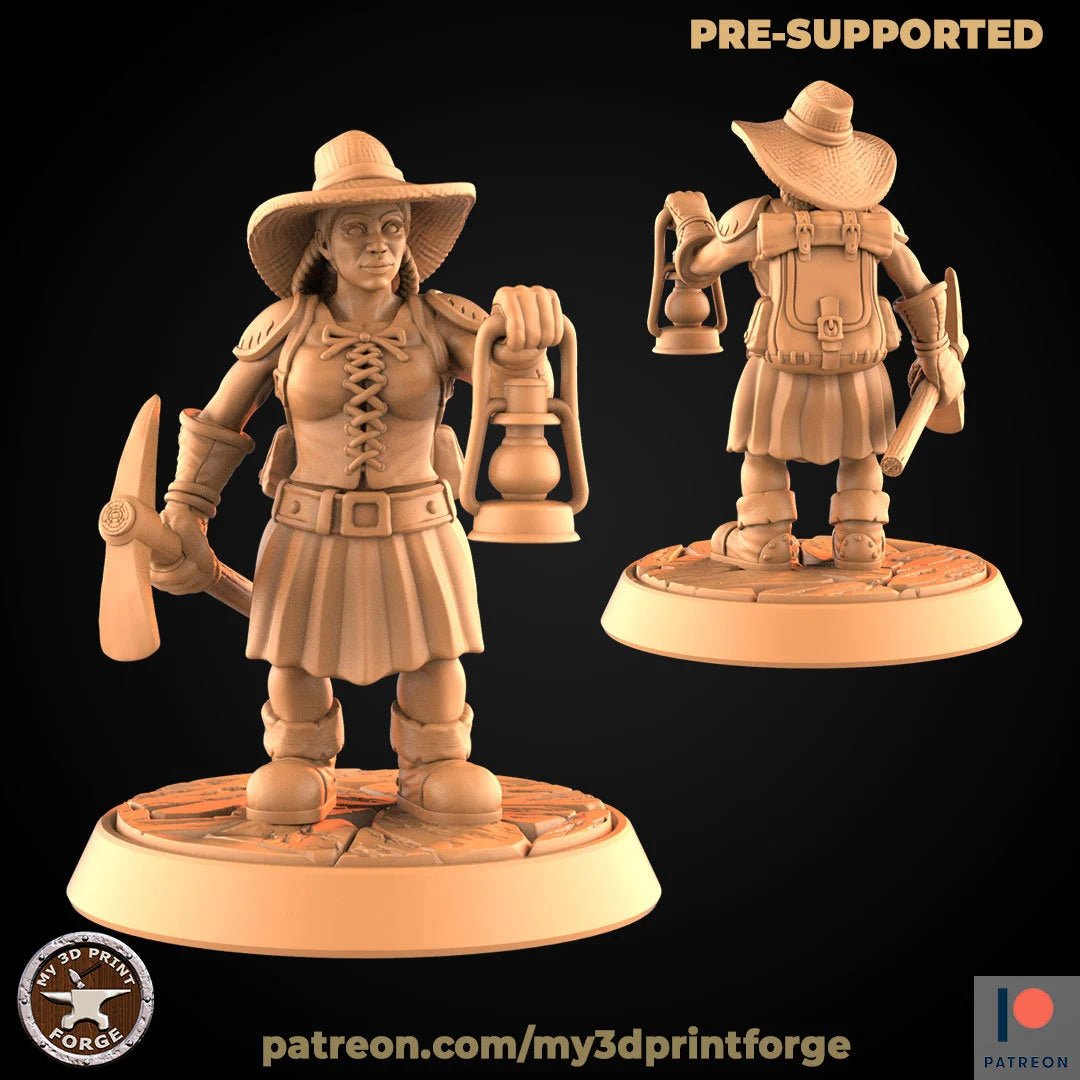Engineer And Mining Dwarf Miniature | F - Tabletop RPG & D&D miniature. Perfect for wargaming & collectors