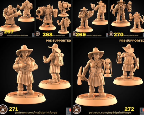 Engineer And Mining Dwarf Miniature | Set of 6 - Tabletop RPG & D&D miniature. Perfect for wargaming & collectors