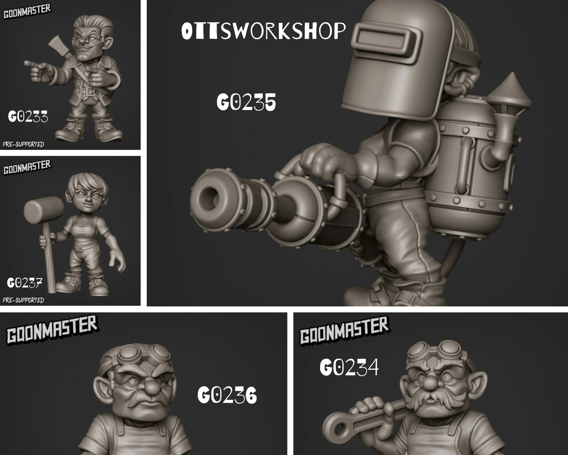 Engineering Gnome Miniature - Set of 5 - 28mm