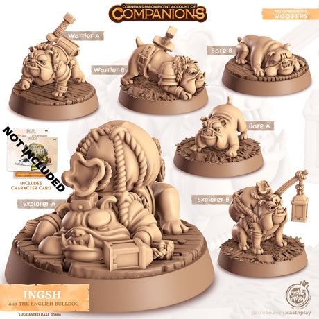 English Bulldog Companion Miniature | Bare A - Tabletop RPG & D&D miniature. Perfect for wargaming & collectors
