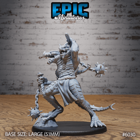 Ettin lizardfolk Giant Miniature | 6030 - Tabletop RPG & D&D miniature. Perfect for wargaming & collectors