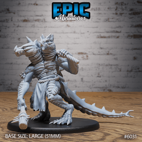 Ettin lizardfolk Giant Miniature | 6031 - Tabletop RPG & D&D miniature. Perfect for wargaming & collectors