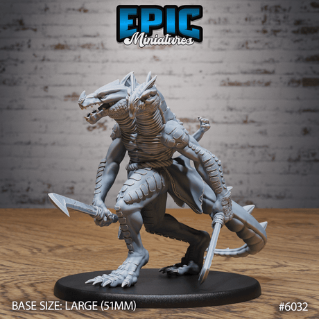 Ettin lizardfolk Giant Miniature | 6032 - Tabletop RPG & D&D miniature. Perfect for wargaming & collectors