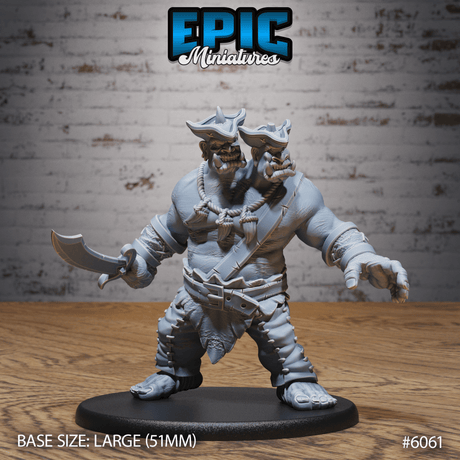 Ettin Pirate Miniature | B - Tabletop RPG & D&D miniature. Perfect for wargaming & collectors