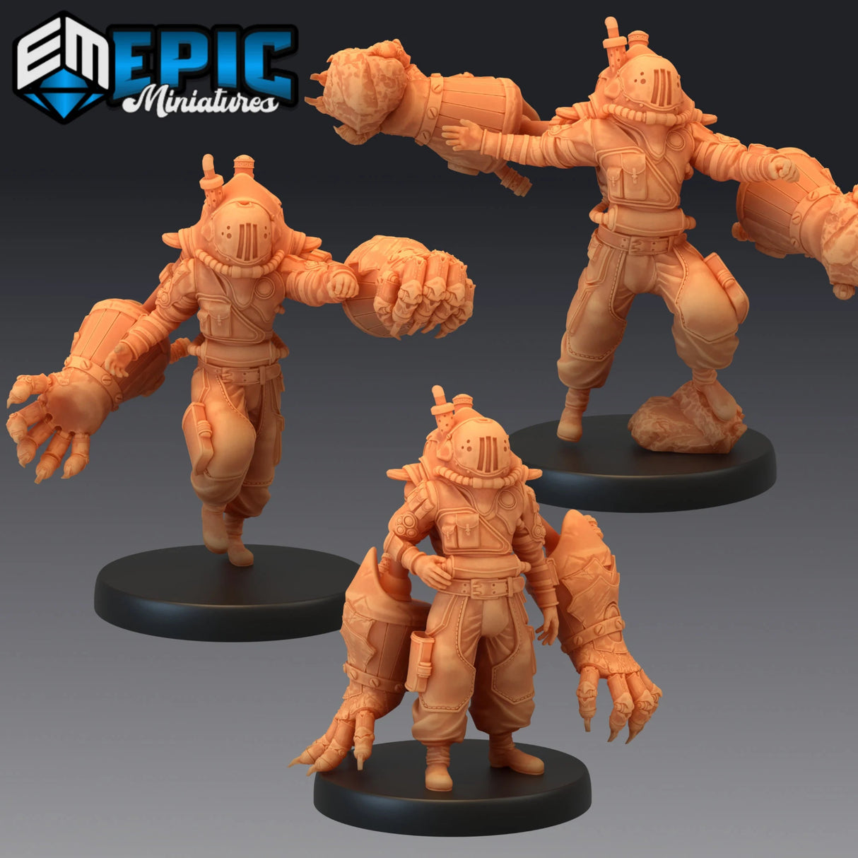 Exoskeleton Worker Miniature | Set of 3 - Tabletop RPG & D&D miniature. Perfect for wargaming & collectors