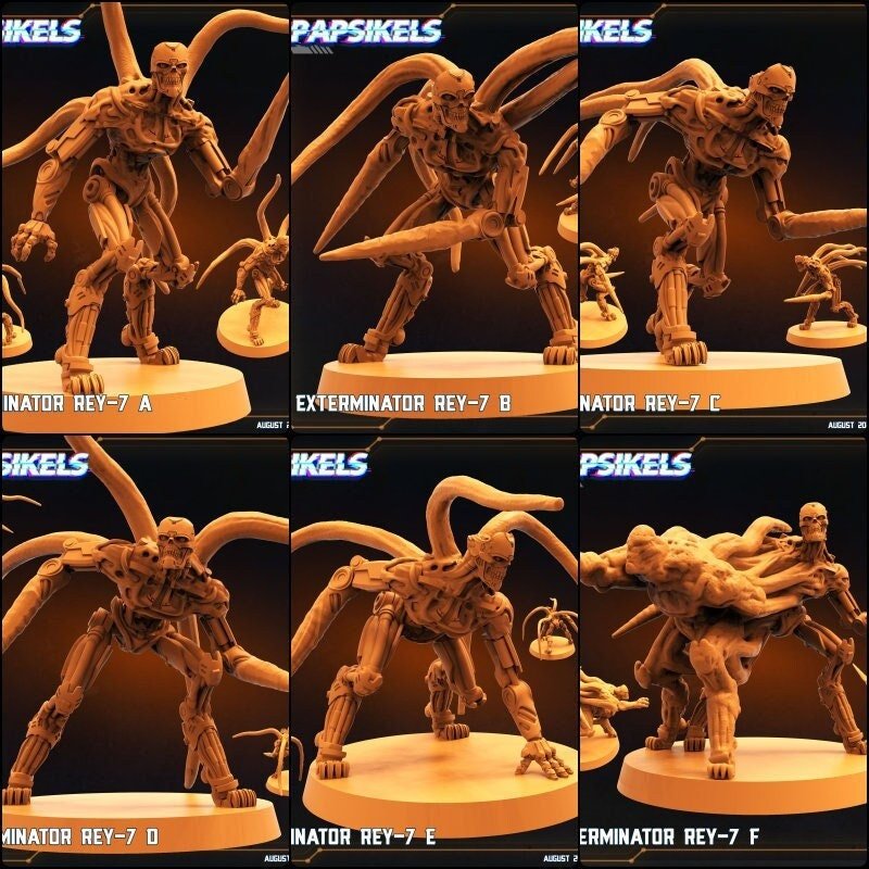 Exterminator Cyborg Miniature | Full Set All Models - Tabletop RPG & D&D miniature. Perfect for wargaming & collectors