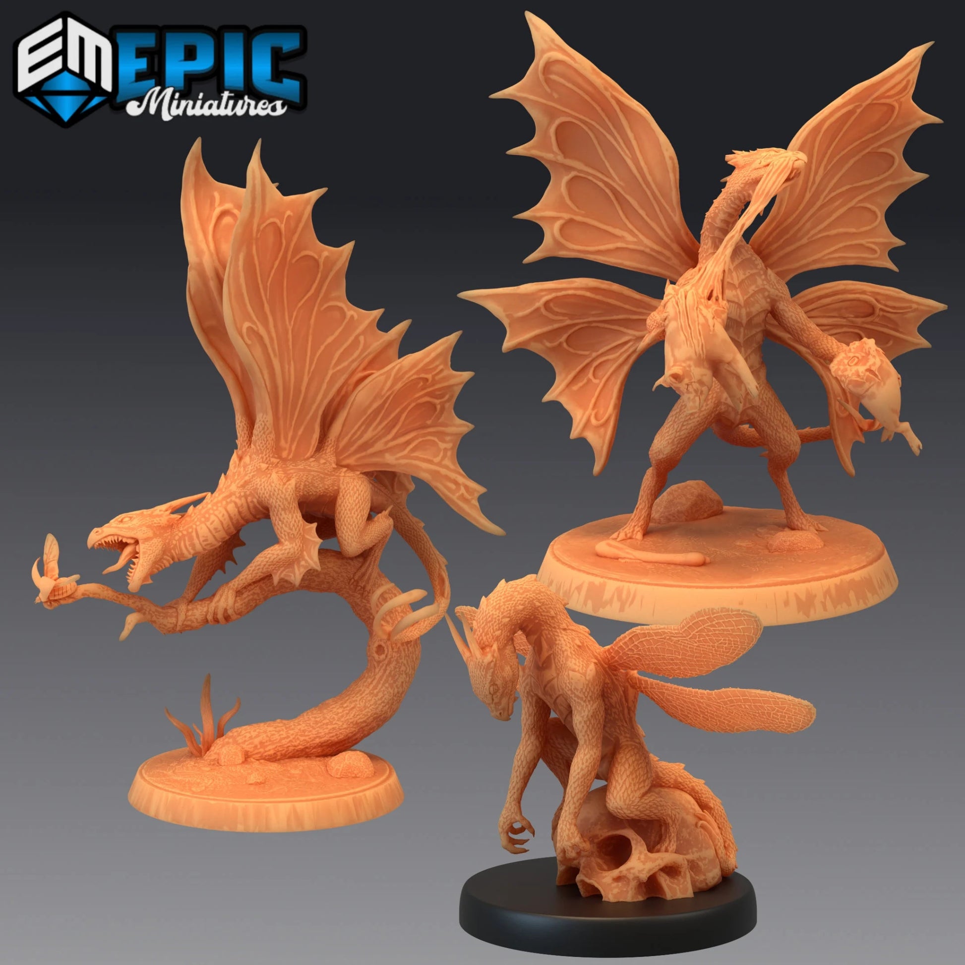 Fairy Dragon Miniature - Set of 3 - 28mm