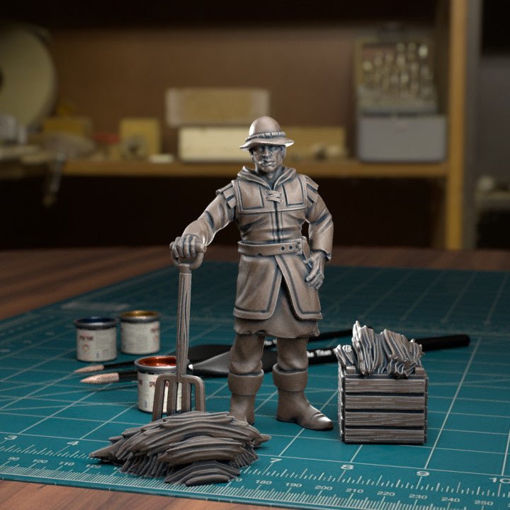 Farmer Bundle Miniature | E - Tabletop RPG & D&D miniature. Perfect for wargaming & collectors
