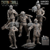 Farmer Bundle Miniature | Set of 5 - Tabletop RPG & D&D miniature. Perfect for wargaming & collectors