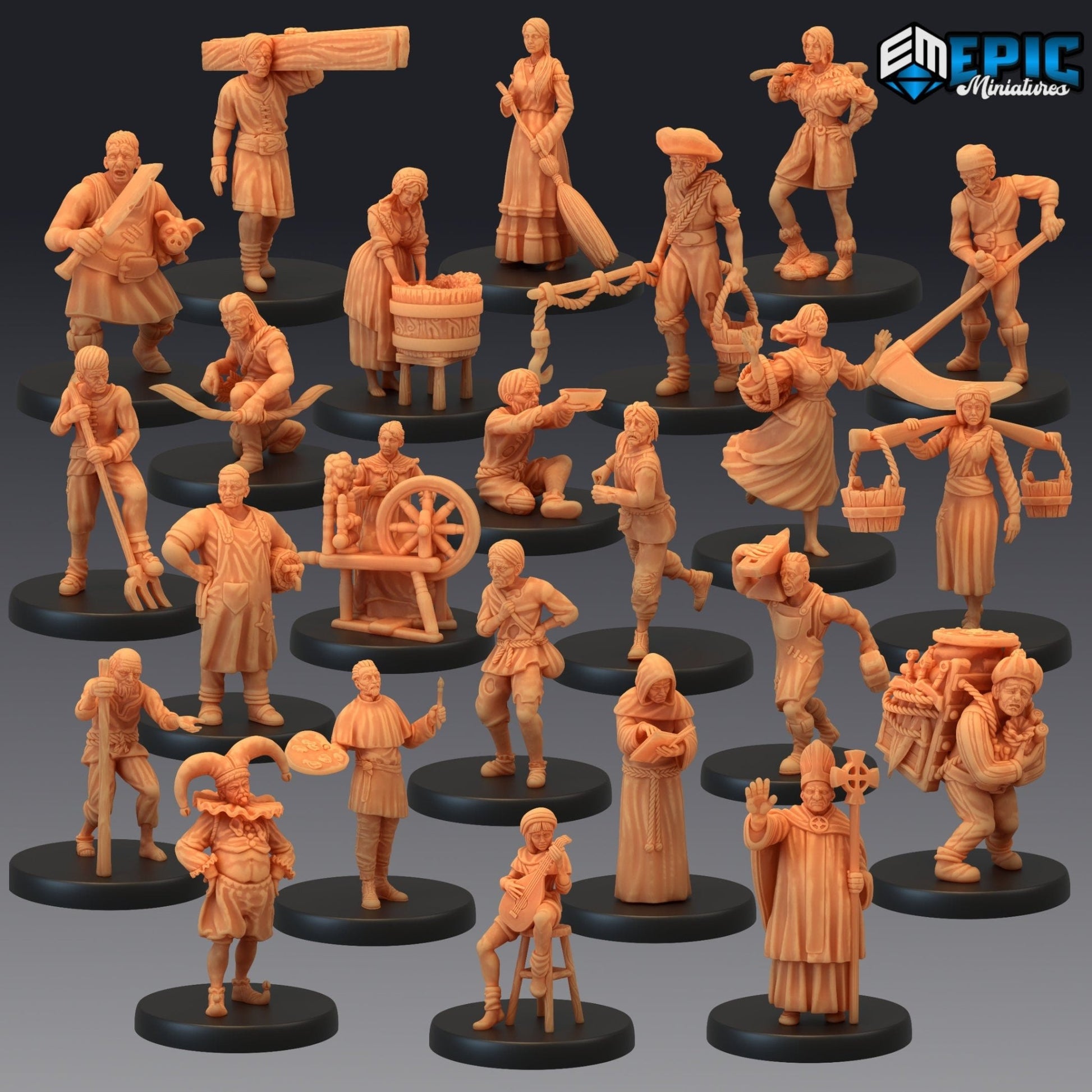 Farmer Series 37 models 1463 - 1468, Medium Miniature, Epic miniature, Dungeon and Dragons, RPG, Dnd, Pathfinder, monsters, - whole 24pc set - 