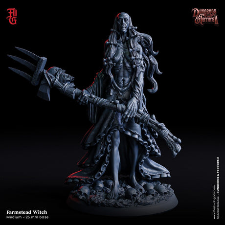 Farmstead Witch Miniature | Farmstead Witch - Tabletop RPG & D&D miniature. Perfect for wargaming & collectors