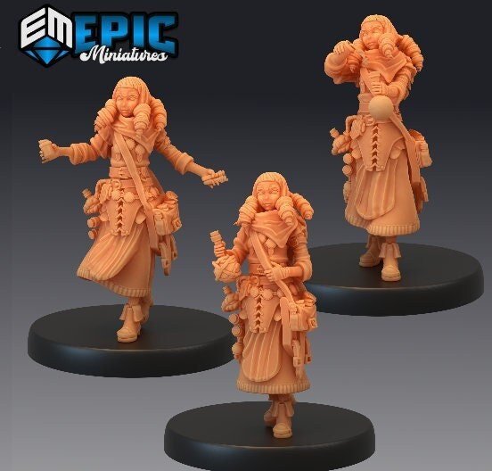 Female Alchemist Miniature - Set of 3 - 28mm