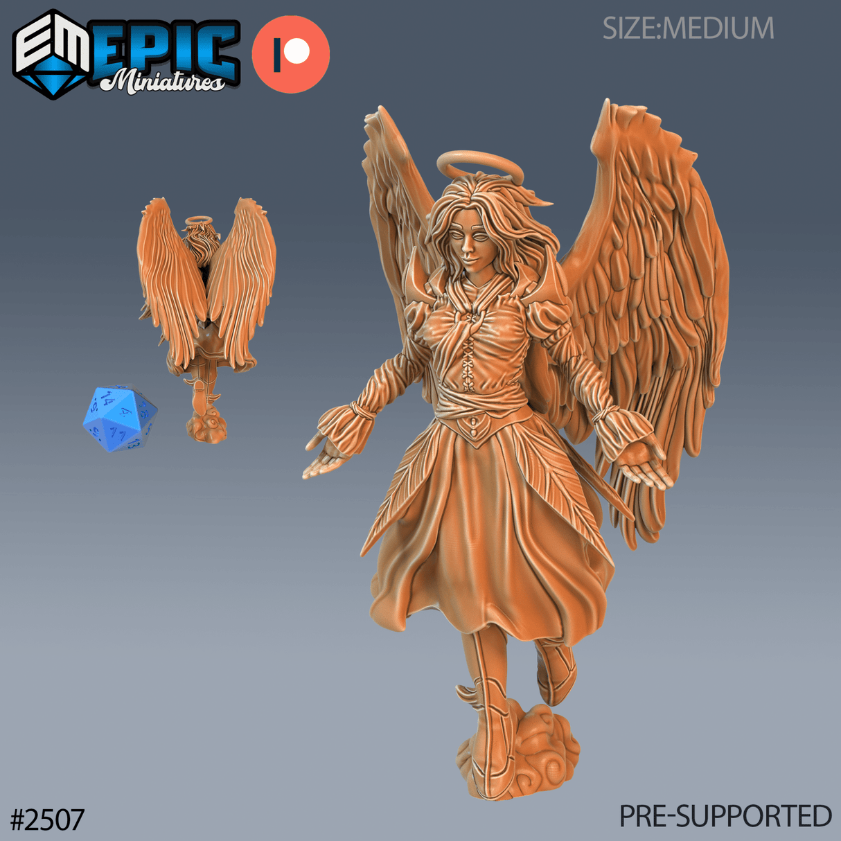 Female Angel Miniature | A - Tabletop RPG & D&D miniature. Perfect for wargaming & collectors