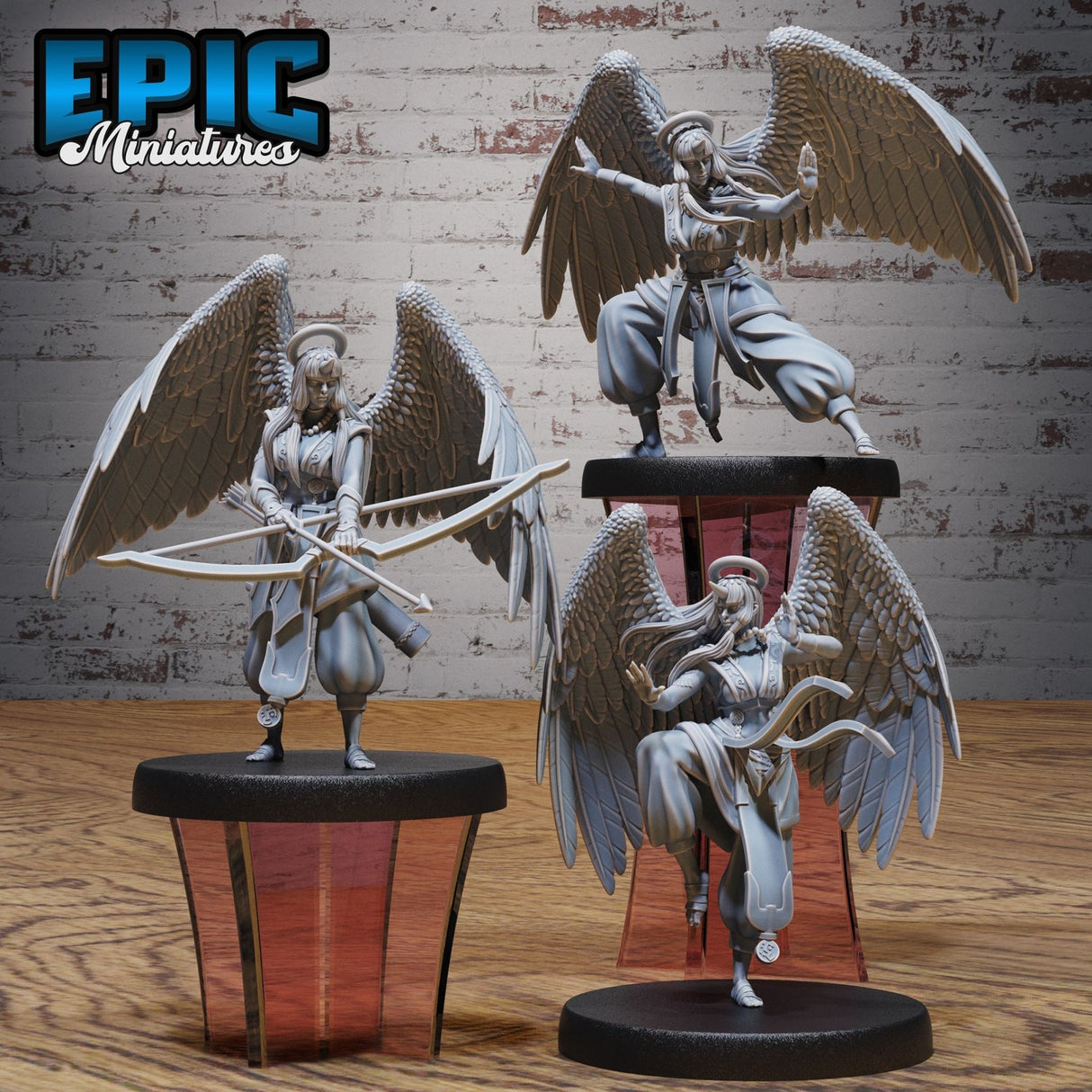 Female Eastern Angel Miniature | Set of 3 - Tabletop RPG & D&D miniature. Perfect for wargaming & collectors