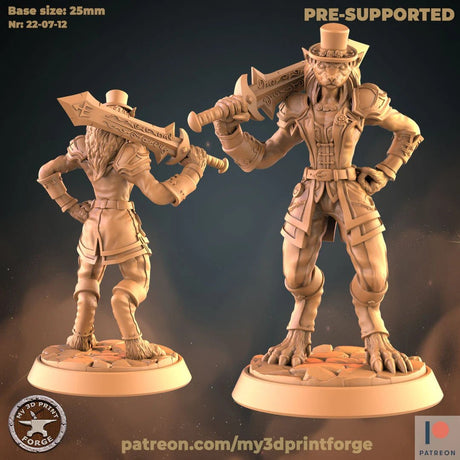 Female Barbarian Werewolf Miniature | B - Tabletop RPG & D&D miniature. Perfect for wargaming & collectors