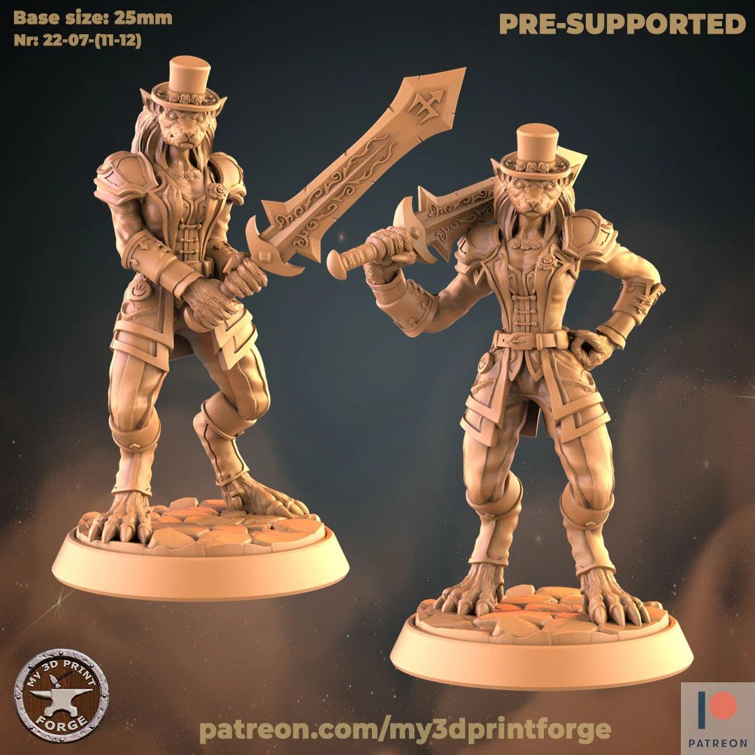 Female Barbarian Werewolf Miniature | Set of 2 - Tabletop RPG & D&D miniature. Perfect for wargaming & collectors