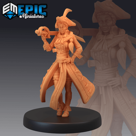 Female Captain Miniature | A - Tabletop RPG & D&D miniature. Perfect for wargaming & collectors