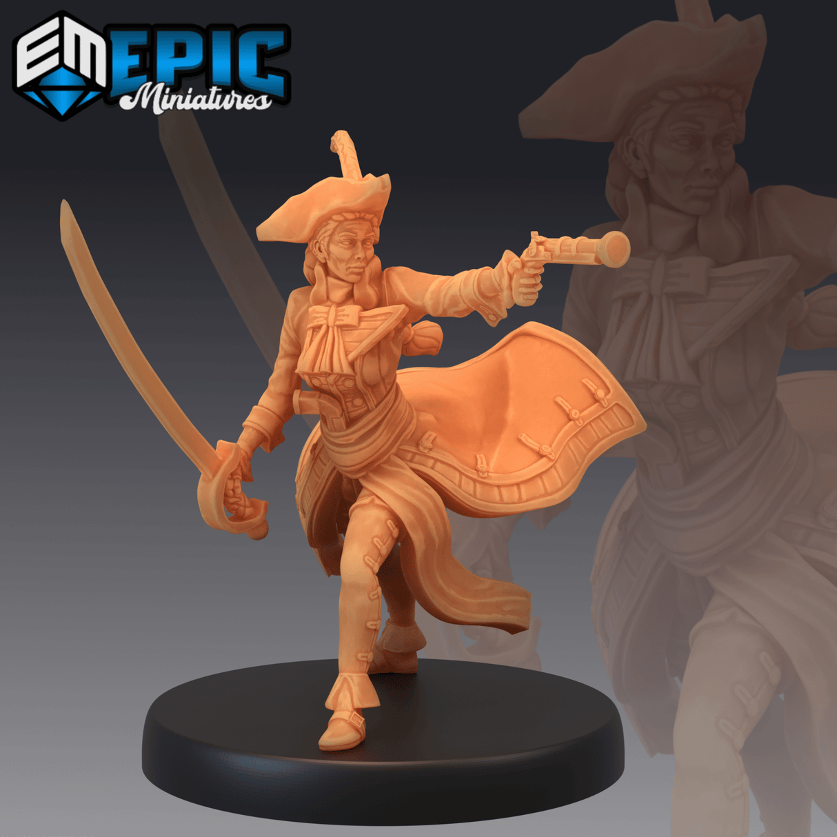 Female Captain Miniature | B - Tabletop RPG & D&D miniature. Perfect for wargaming & collectors