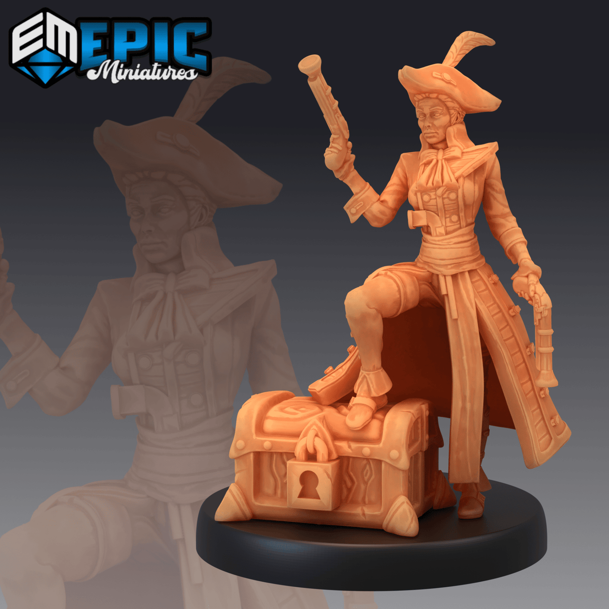 Female Captain Miniature | C - Tabletop RPG & D&D miniature. Perfect for wargaming & collectors