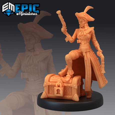 Female Captain Miniature | C - Tabletop RPG & D&D miniature. Perfect for wargaming & collectors