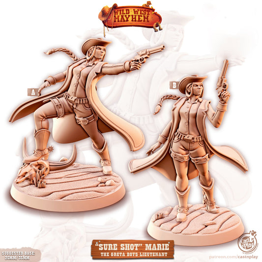 Two cowgirl outlaw figures for DnD and tabletop roleplaying