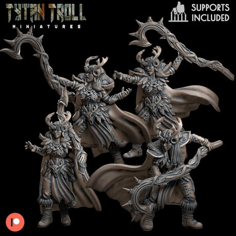 Female Druid Miniature | Set of 4 - Tabletop RPG & D&D miniature. Perfect for wargaming & collectors