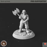 Female Dwarf Fighters Miniature | right Dwarf - Tabletop RPG & D&D miniature. Perfect for wargaming & collectors