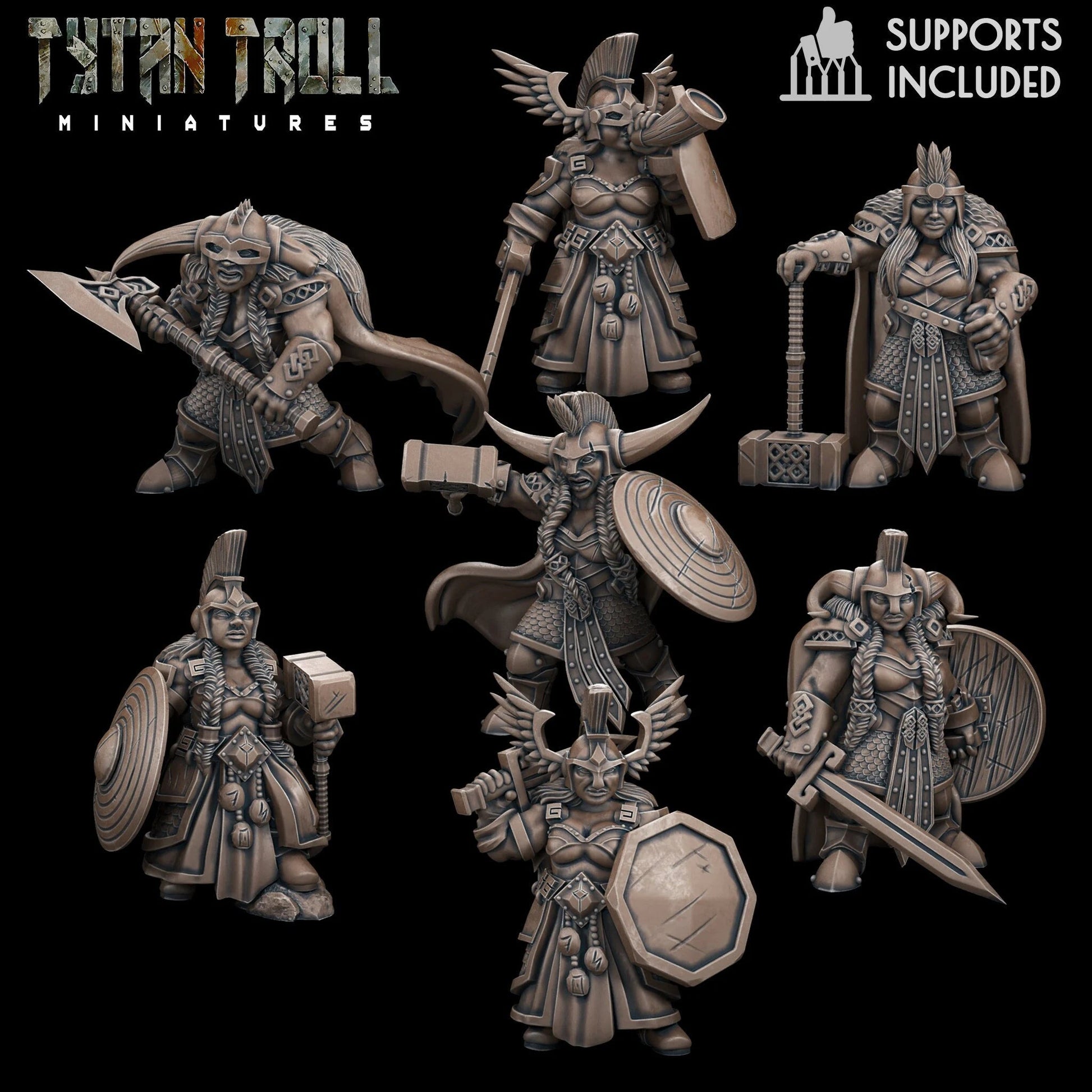 Female Dwarf Miniature - Set of 6 - 32mm