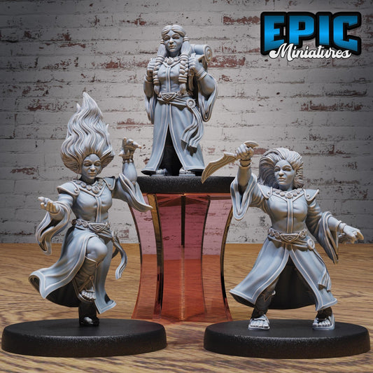 Female Dwarf Warlock Miniature - Full Set All Models - 32mm