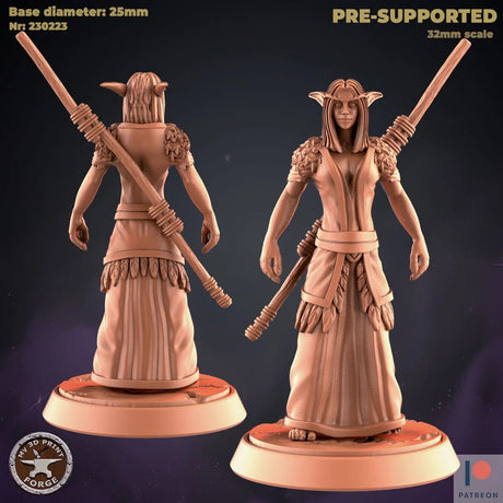 Female Elf Druid Miniature | A - Tabletop RPG & D&D miniature. Perfect for wargaming & collectors