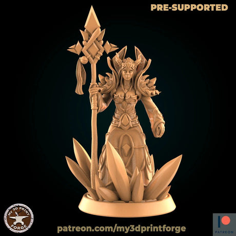 Female Frost Mage Miniature | B - Tabletop RPG & D&D miniature. Perfect for wargaming & collectors