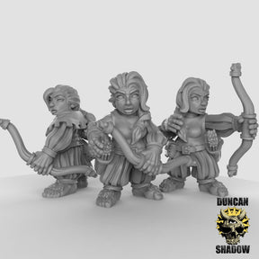 Female Halfling, Hobbit Miniature | Set of 3 - Tabletop RPG & D&D miniature. Perfect for wargaming & collectors