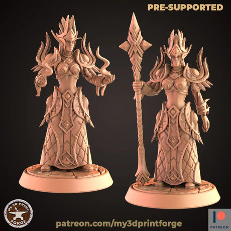 Female High Elf Wizard Miniature | Set of 2 - Tabletop RPG & D&D miniature. Perfect for wargaming & collectors