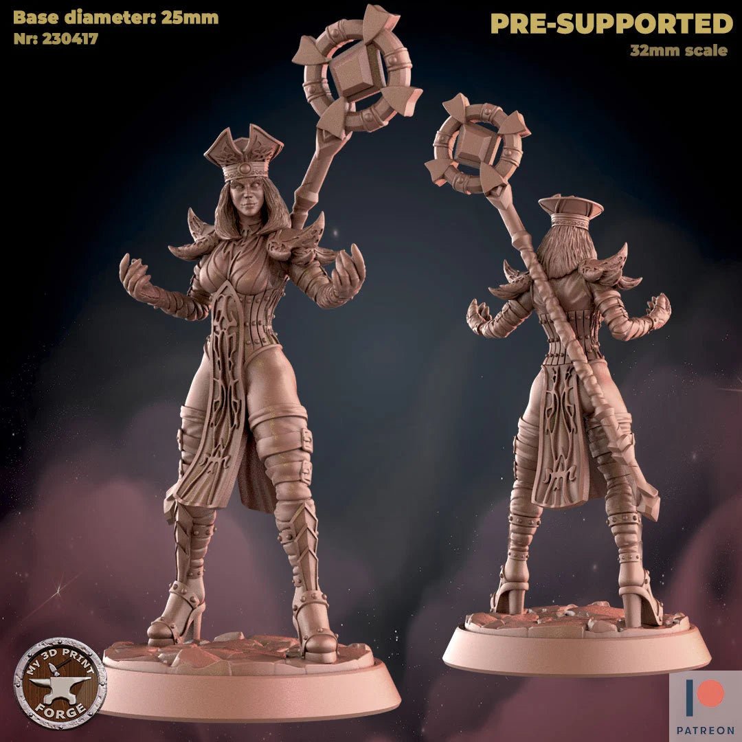 Female Inquisitor Fighting Miniature | A - Tabletop RPG & D&D miniature. Perfect for wargaming & collectors