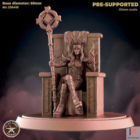Female Inquisitor Sitting Miniature | A - Tabletop RPG & D&D miniature. Perfect for wargaming & collectors