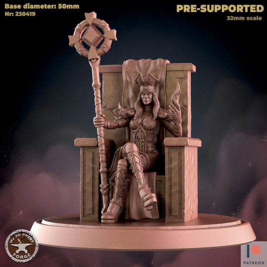 Female Inquisitor Sitting Miniature - A - 28mm