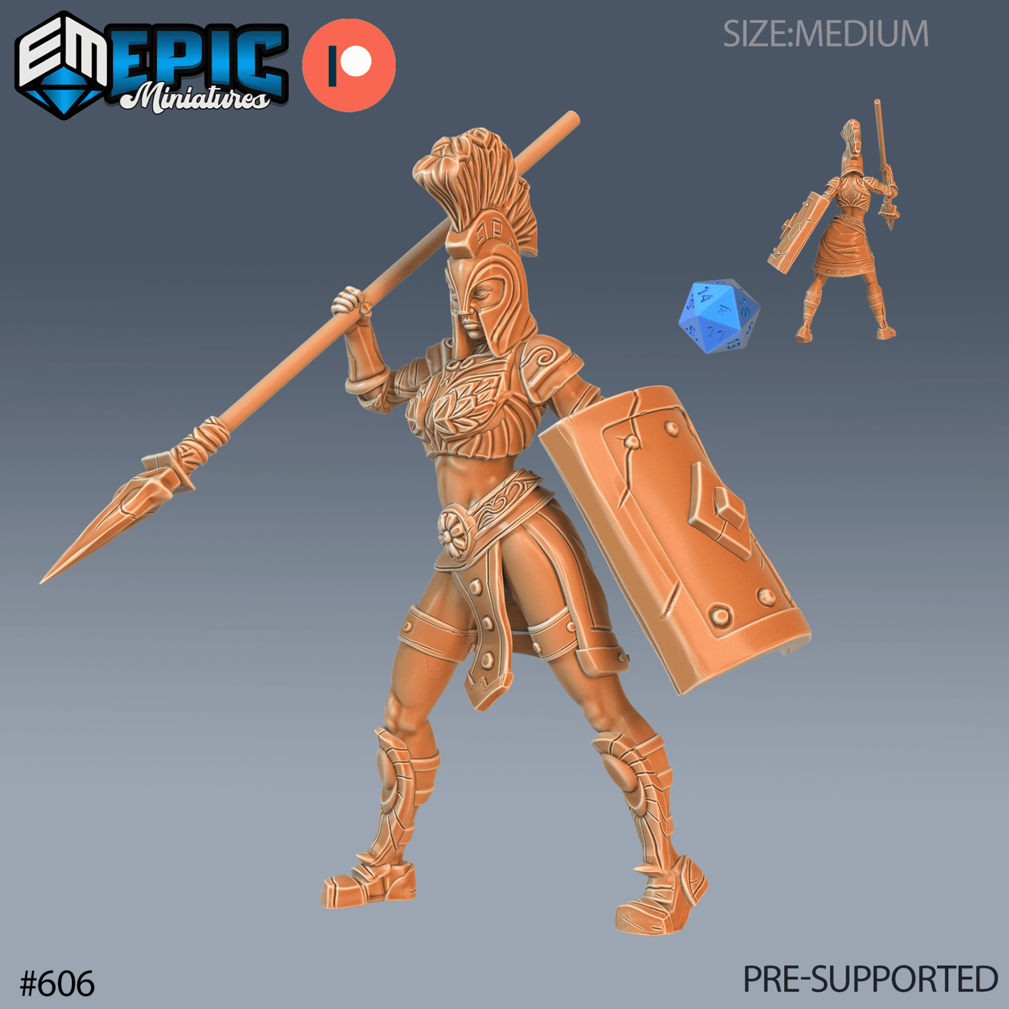 Female Legendary Gladiator Miniature - A - 28mm