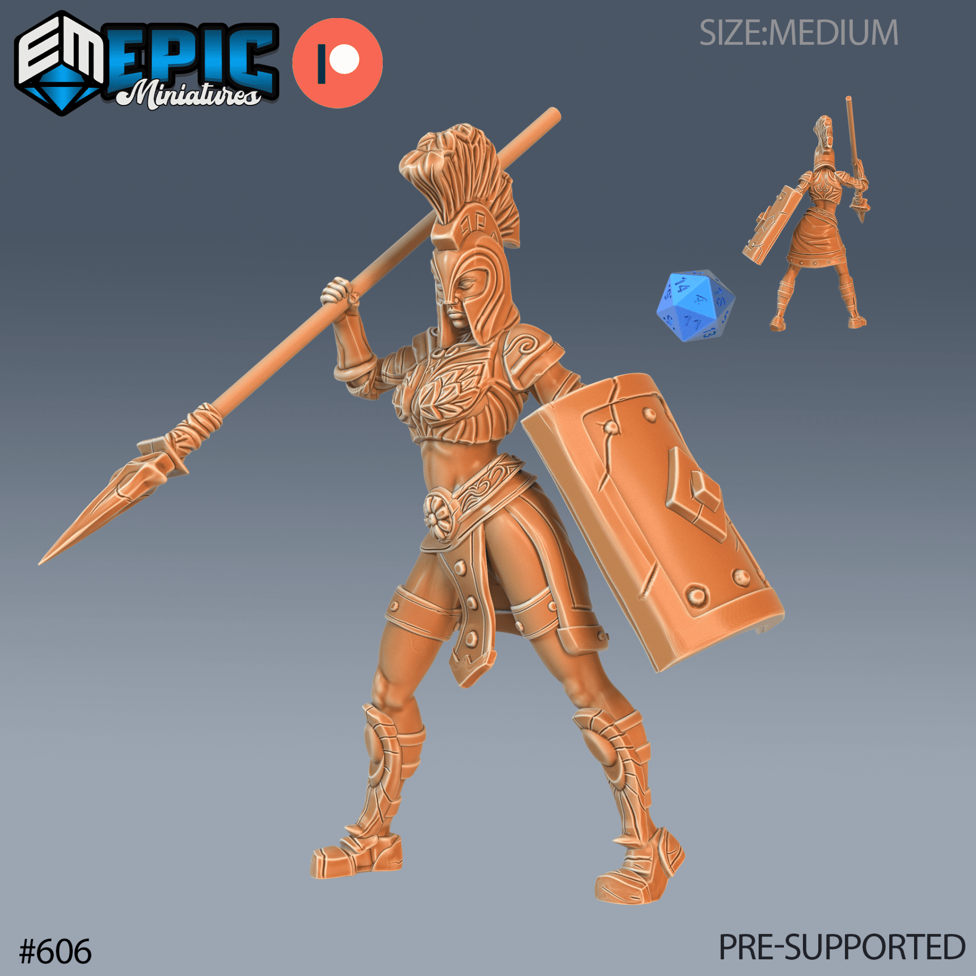 Female Legendary Gladiator Miniature - A - 28mm