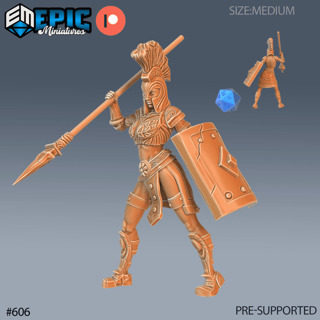 Female Legendary Gladiator Miniature | A - Tabletop RPG & D&D miniature. Perfect for wargaming & collectors