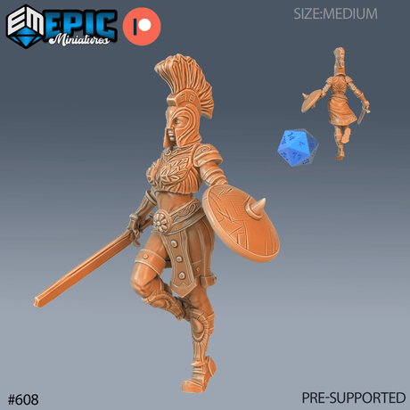 Female Legendary Gladiator Miniature | C - Tabletop RPG & D&D miniature. Perfect for wargaming & collectors