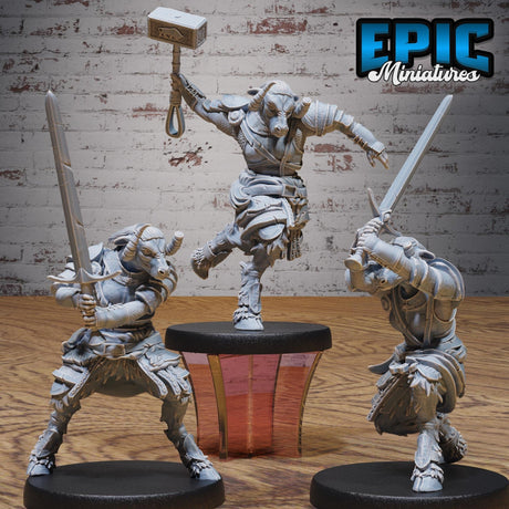 Female Minotaur Warrior Miniature | Full Set All Models - Tabletop RPG & D&D miniature. Perfect for wargaming & collectors