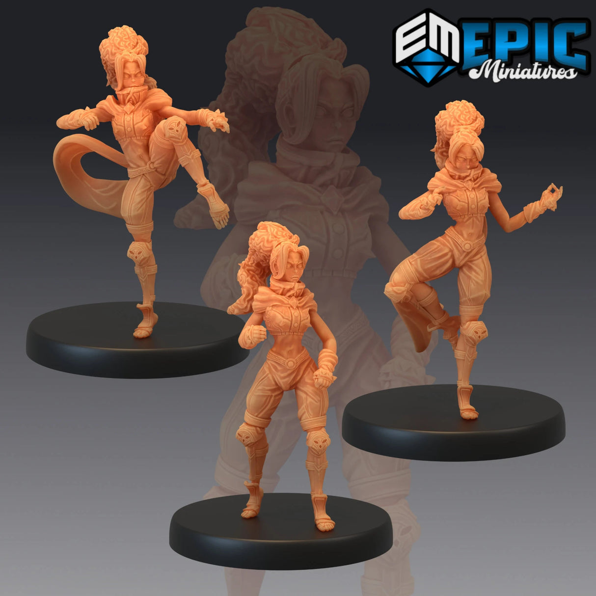 Female Monk Miniature | Set of 3 - Tabletop RPG & D&D miniature. Perfect for wargaming & collectors