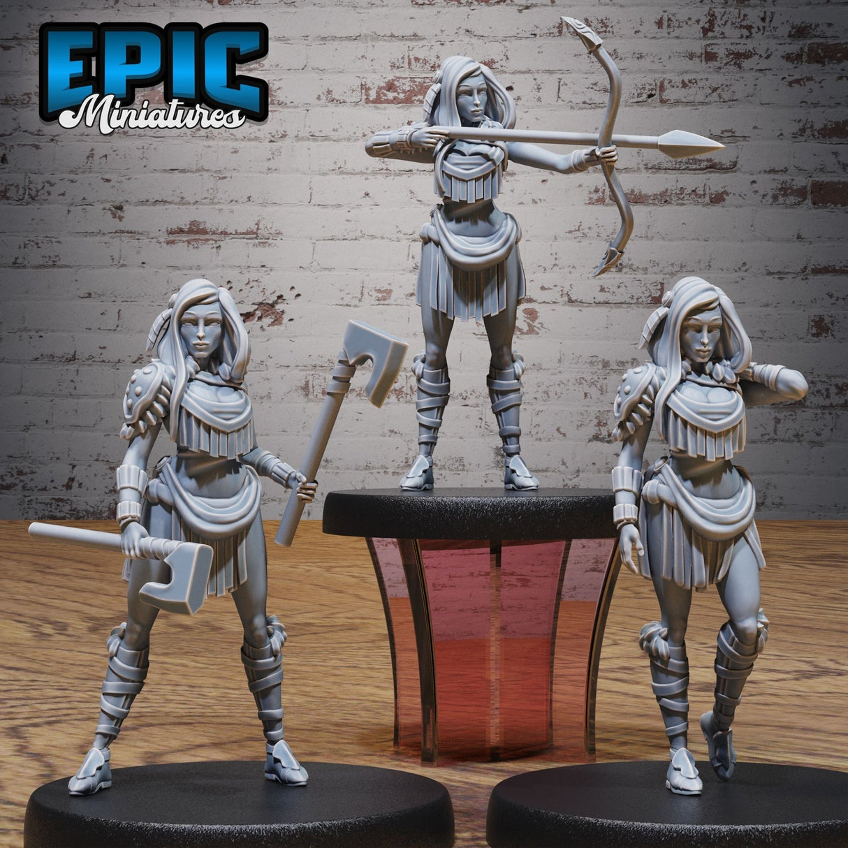 Female Native Indian Solider Miniature | Set of 3 - Tabletop RPG & D&D miniature. Perfect for wargaming & collectors